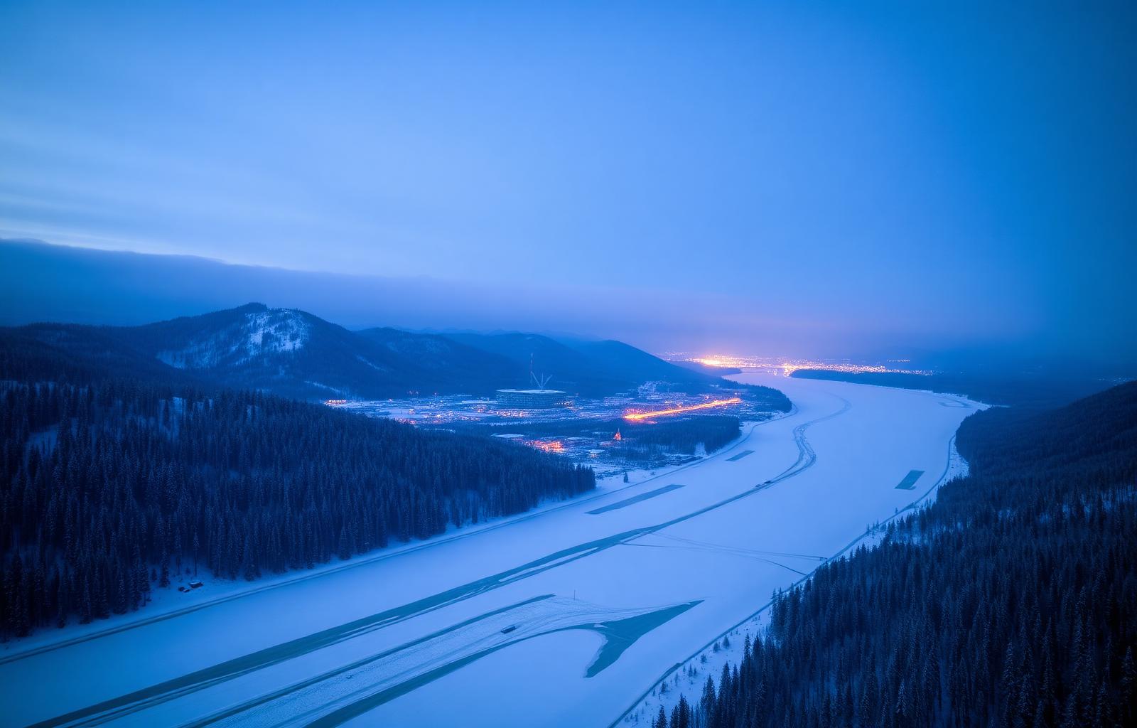 Krasnoyarsk and the Yenisei River in winter