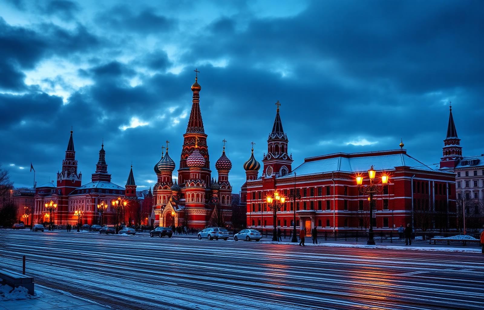 Moscow region skyline in winter light