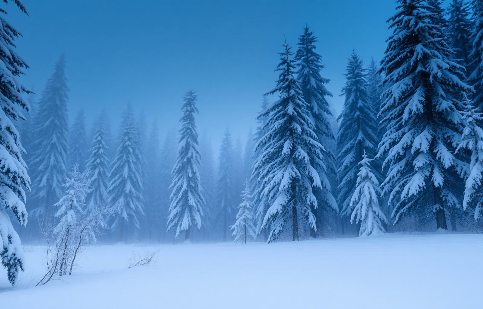 Cold snowy Siberian winter forest near Novosibirsk